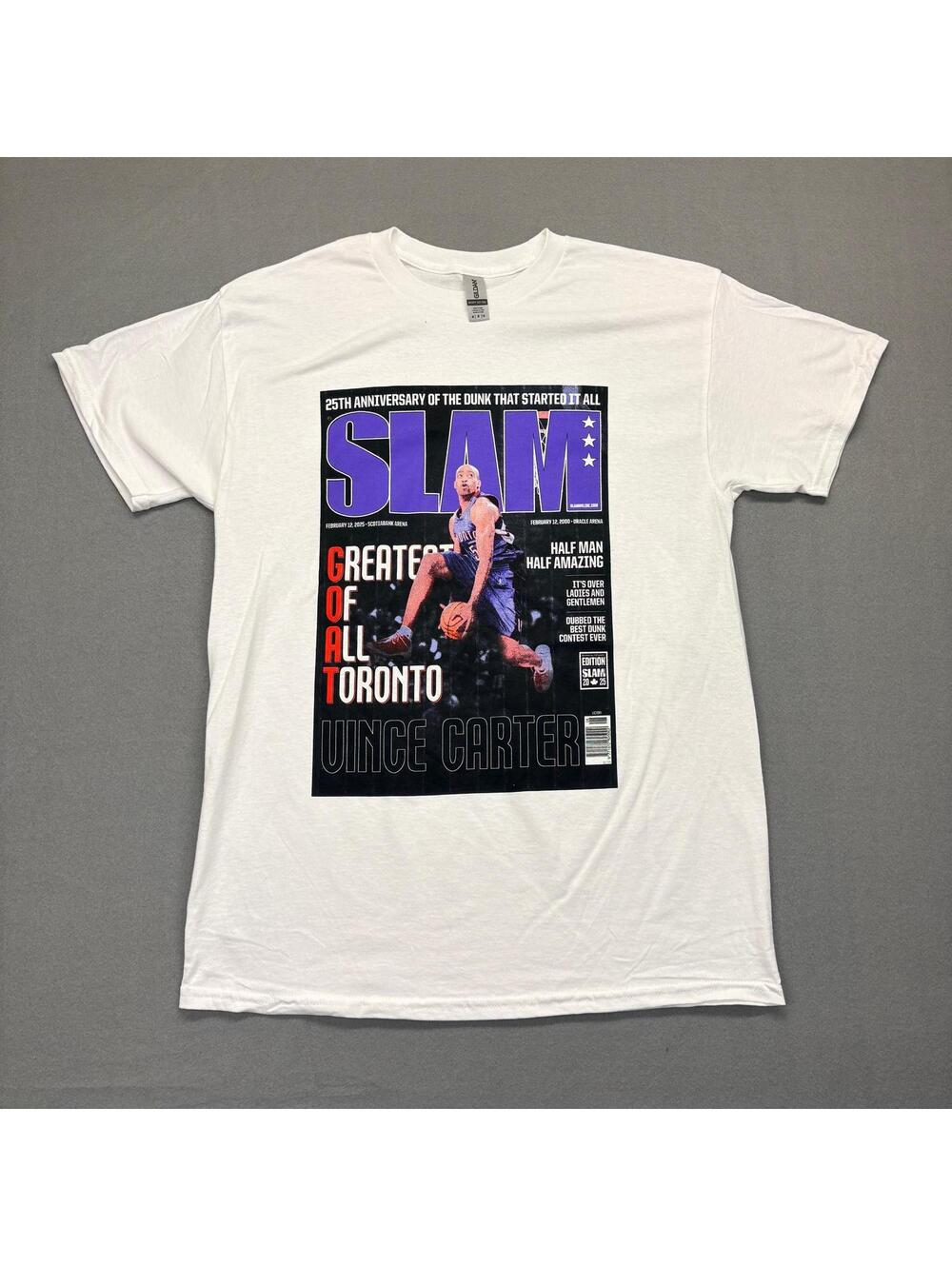 Vince Carter T-Shirt Slam Magazine Size Medium Gildan Heavy Cotton White